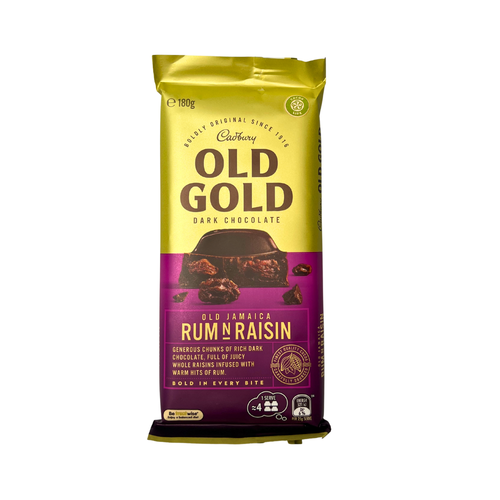 Cadbury 180g slab Old Gold Jamaica Rum 'n' Raisin